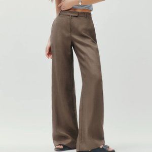 Wide Leg Satin Pants in Brown